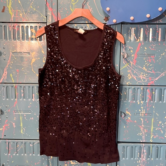 💰🚨CLEARANCE 🚨💰 
Sequins Navy Tank Top. Only Nine. 2X. B237 - Picture 2 of 5